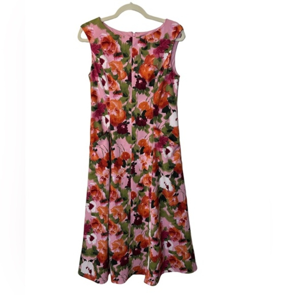 ⭐️ Donna Ricco Floral Midi Dress - Pink, Orange, and Green- size 8